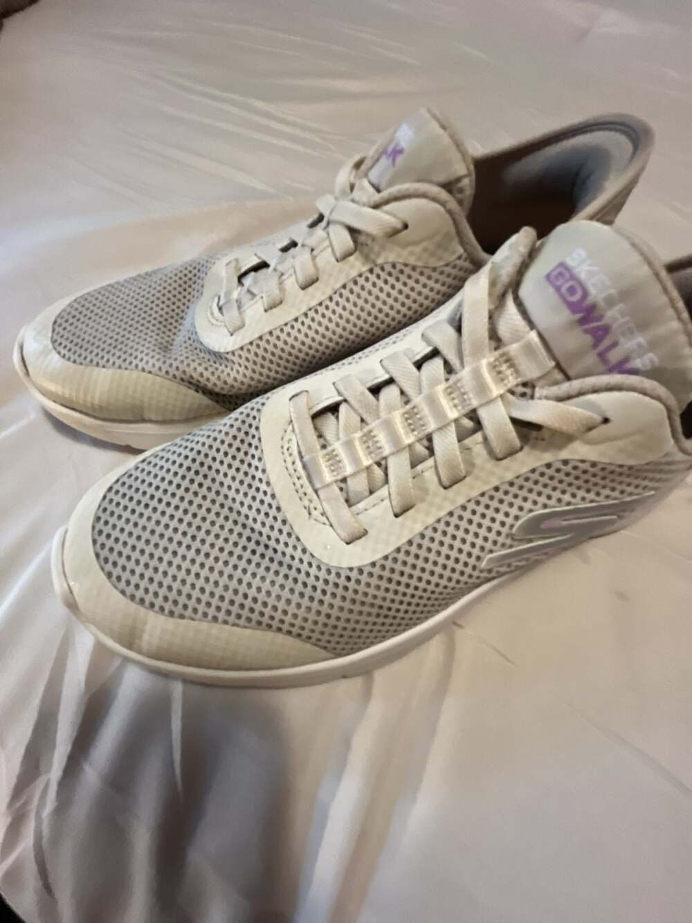 Skechers Go Walk Flex Grand Entry Women's Walking Shoes Gray Off-White
